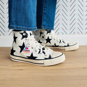 ⭐⭐Converse Chuck Taylor All Star Hi Large Stars Sz 8 Women Shoes Beige  A09898F⭐